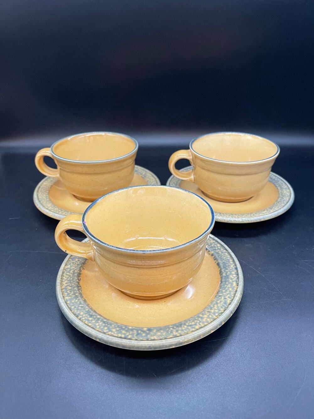 Vintage Pfaltzgraff America MAFA Set of 3 Cups & 3 Saucers Folk Art Americana